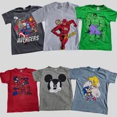 Kit 3 Camisetas Infantis 100% Algodão para Menino (Estampas Sortidas) Verão 2026 Blusa Heróis