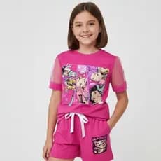 Conjunto Guerreiras do KPop Demon Hunters K-Pop Netflix - roupa Menina Infantil Preto/Pink