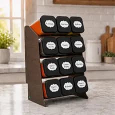 Porta Temperos mini prateleira 12 Potes em Mdf Pintado Pote tempero Condimentos Mantimentos Original