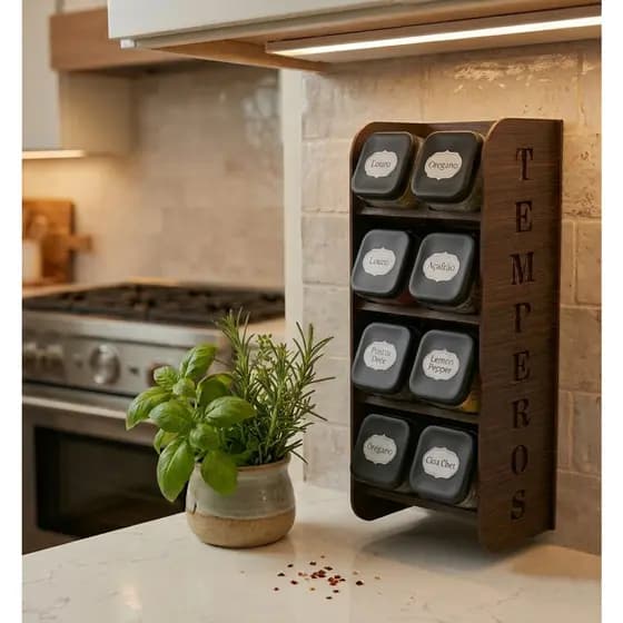 Porta Temperos prateleira 8 Potes em Mdf Pintado Pote tempero Condimentos Mantimentos Original