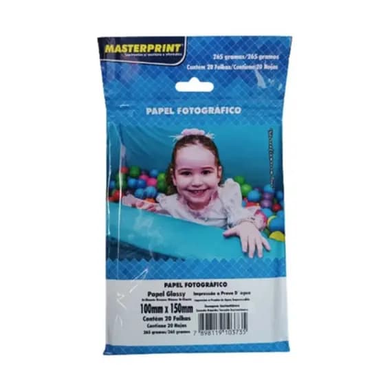 Papel Fotográfico A6 Glossy 265g 10X15  À Prova D´água 20 Folhas