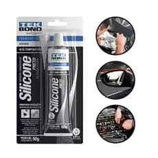 Cola Silicone Acético Preto Vedação Alta Temperatura 50g Tekbond
