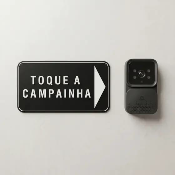 Placa Toque A Campainha Seta Dir. 15x8cm Para Vídeo Porteiro
