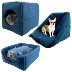 Cama 3em1 Suede Médio para Cachorro Gato Pet Cubo Toca Iglu