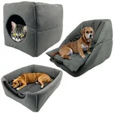 Cama 3em1 Suede Grande para Cachorro Gato Pet Cubo Toca Iglu