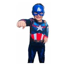 Roupa Fantasia Infantil Capitão América Com Mascara Longa