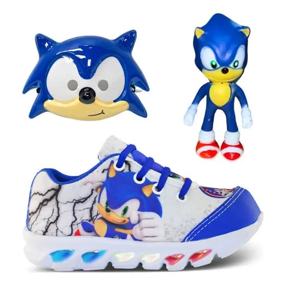 Tenis Infantil De Led Sonic Com Mascara E Boneco Meninos Luz