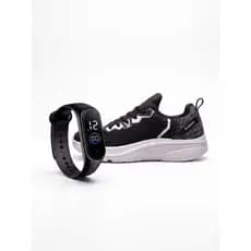 Kit Tenis Preto De Corrida Sport + Relógio Unissex Envio Rápido