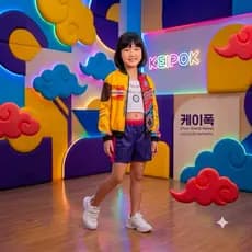 Fantasia Conjunto Guerreira kpop Rummi Infantil Palco Dança Luxo