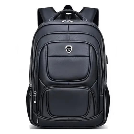 Mochila Couro Masculina Com Cabo Reforçado E Entrada De USB Para Notebook Escolar Envio Modelo Aleatório Couro Sintético