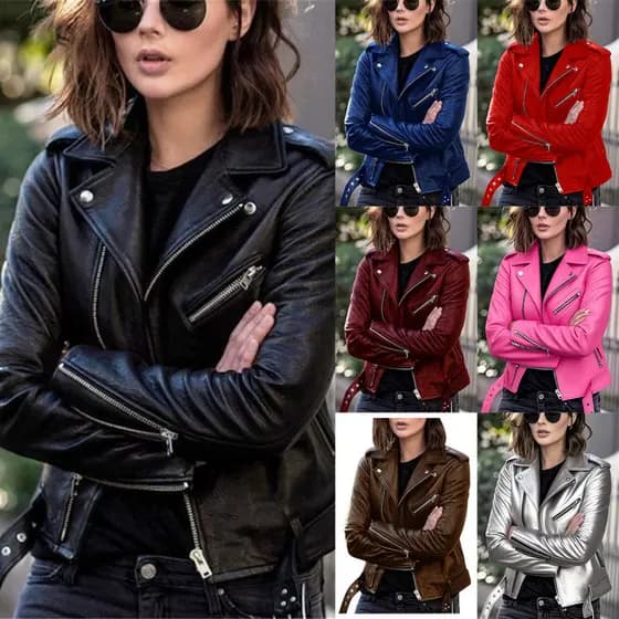 Primavera outono Plus Size feminino curto jaqueta de couro da motocicleta jaqueta de inverno fino-ajuste jaqueta de cour