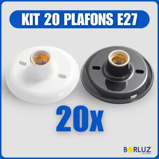 Kit 20 Luminárias Plafonier Plafon Redondo Lâmpada Teto Bivolt E27 100w Soquete Bocal 110v 220v