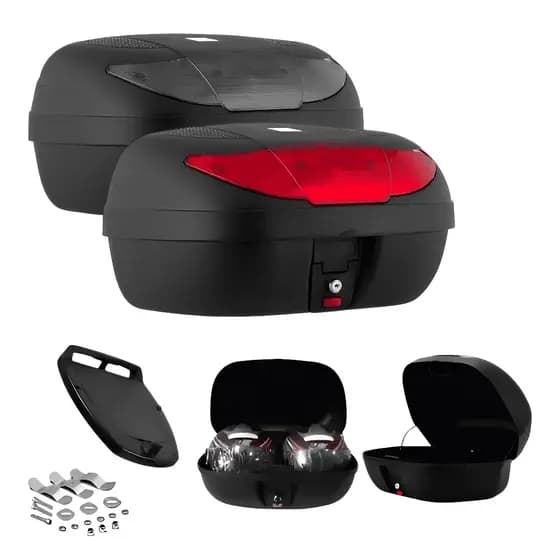 Bau para moto organizador bauleto universal baú Pro Tork 45 Litros Fume Vermelho