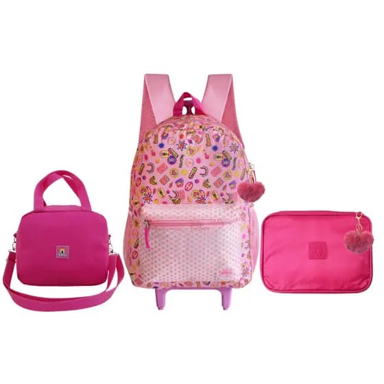 Kit Escolar Volta Às Aulas Mochila Rodinhas Clio Lancheira Térmica Estojo Jumbo Completo Infantil