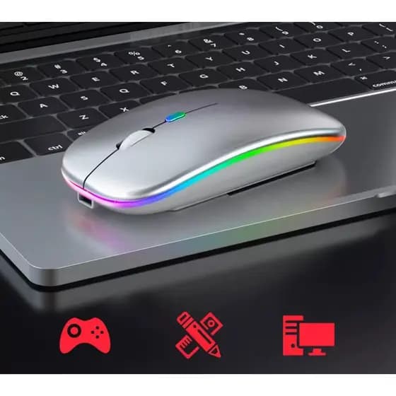 Mouse Sem Fio Recarregável Wireless Led Rgb Ergonômico canna yl