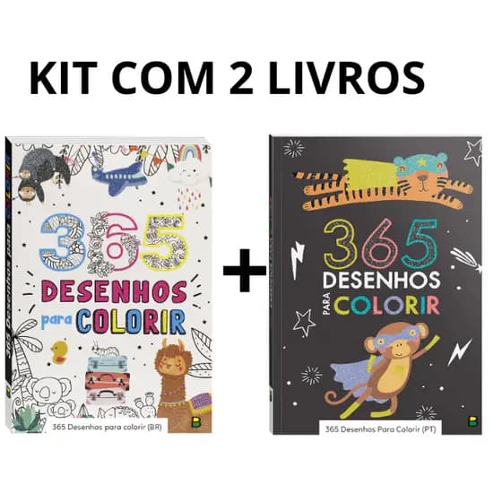 Kit 2 Livros 365 Desenhos Para Colorir Infantil 730 Desenhos Educativo Criança