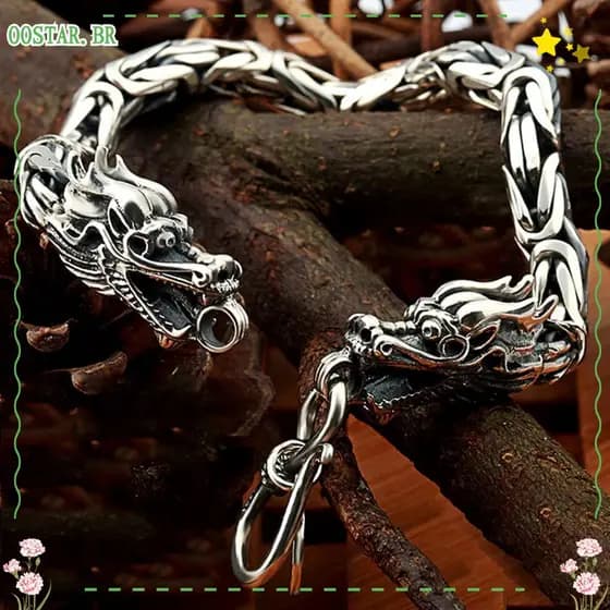 OOSTAR Vintage Pulseira Dragão De Cabeça Dupla , Keel De Geometria De Liga Simplicidade Cor Sólida Retro Gótica