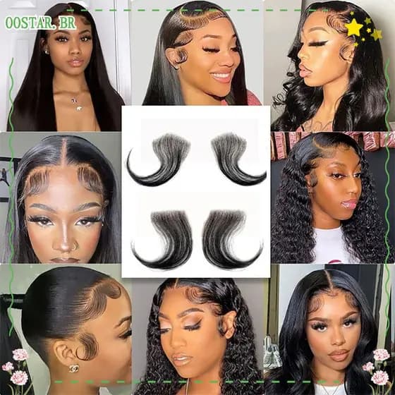 OOSTAR Adesivos Para Borda De Linha Capilar Reutilizáveis 2pcs Perucas Falsas De Cabelo Com Listras Naturais