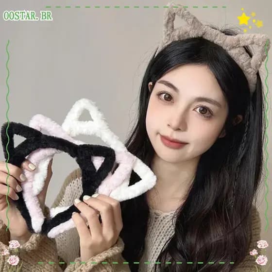 Faixa De Cabeça Com Orelha De Gato OOSTAR , Cabelo De Pelúcia Portátil De Cor Sólida , Fantasia Leve De Chapéu De Festa