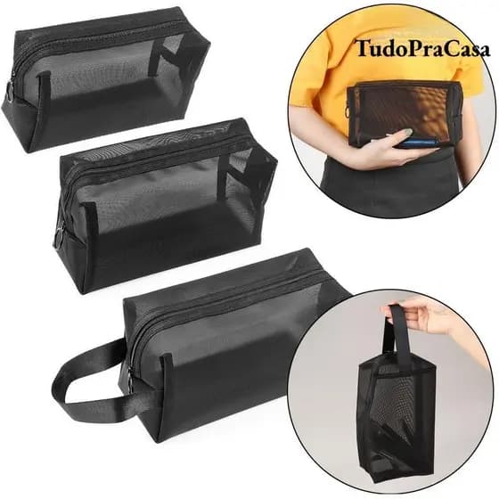 Pacote De Malha Para Bolsa De Higiene Pessoal Com Zíper Armazenamento De Cosméticos TOPTOOL