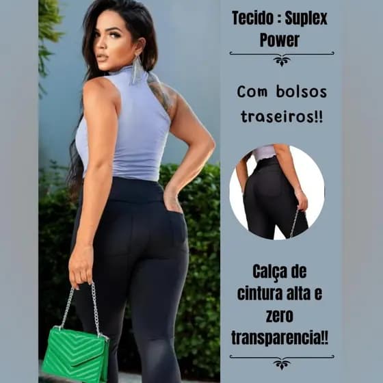 Calça Legging Montaria Com Bolso Atras Feminino Cintura Alta Bolso traseiro calça flanelada Suplex Premium Leg Skinny