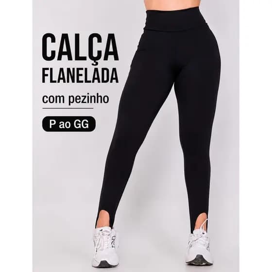 Calça Feminina Legging Skinny de Pezinho Cintura Alta Fuso Open Confortável termica CALÇA LEGGING FLANELADA COM pezinho