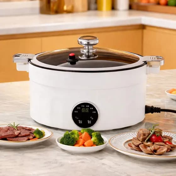 Panela Elétrica Multiuso de Arroz 4 Litros 28cm Antiaderente 1000W 5 Funções 110V/220V