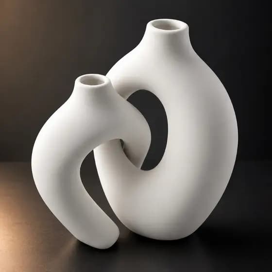 Kit Duplo Vaso Monaco Branco Decorativo Sala Escritório Luxo Minimalista