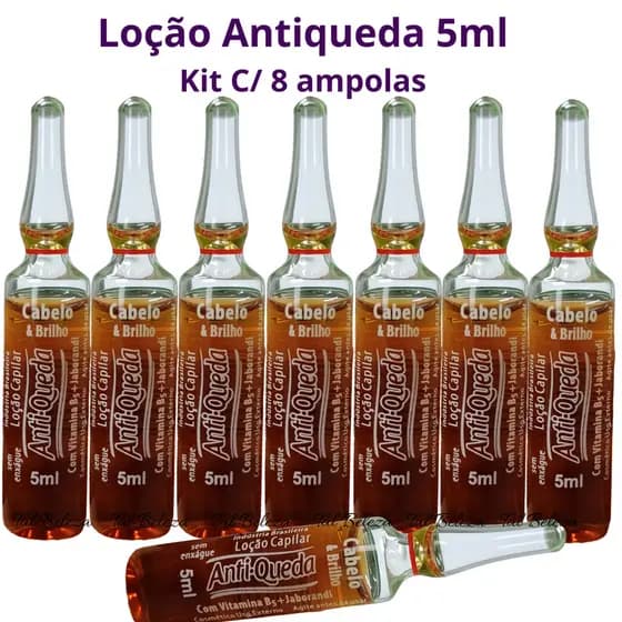 Loção Antiqueda Cabelo E Brilho 5 Ml - Kit C/ 8 Ampolas