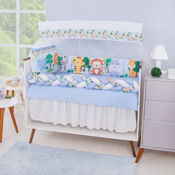 Kit Enxoval Para Berço Americano Berço Padrão Conjunto de Enxoval 13 Peças Com 5 Almofadas e Trança Meninos E Meninas
