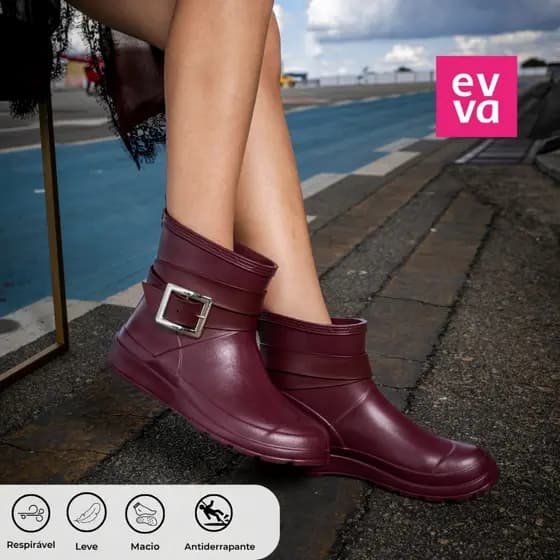 Bota Feminina Cano Curto Salto Grosso Elegante Confortável com fivela