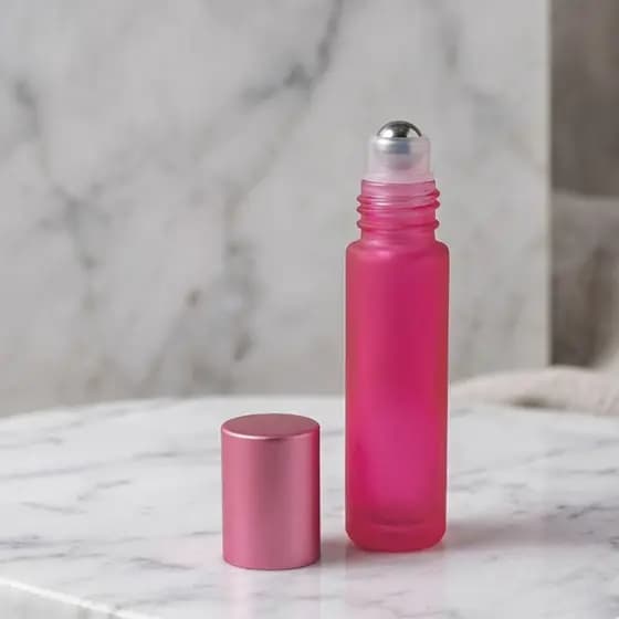 1 Frascos Vidro Rosa Fosco Rollon 10ml Premium Vidro Grosso