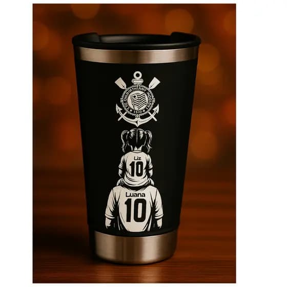 Copo Térmico Cerveja Personalizado Pai e Filho Torcedores Times 473ML Tampa e Abridor Personalizado