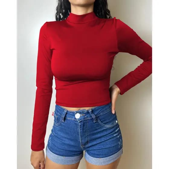 Blusa Feminina Manga Longa Golinha Suplex Básica