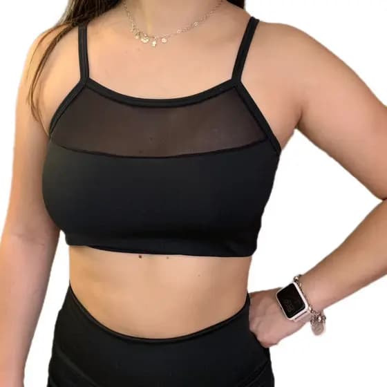 Top Cropped Detalhe Tule Fitness