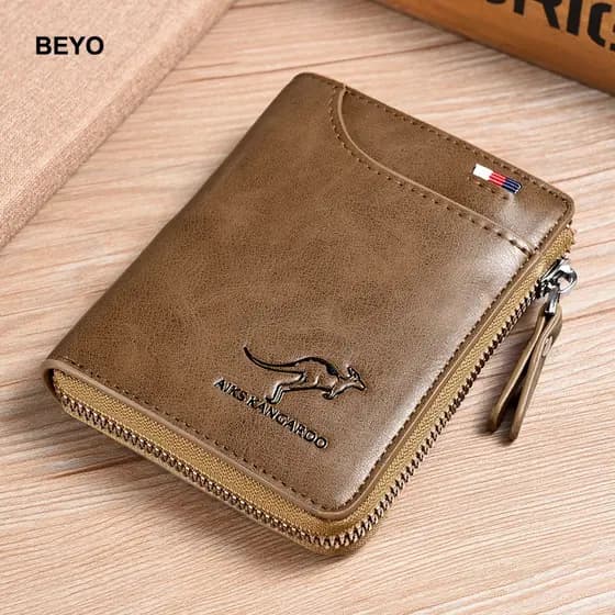 Porta-Cartões De Crédito Carteira Masculina Kangaroo Com Zíper Saco De Dinheiro RFID