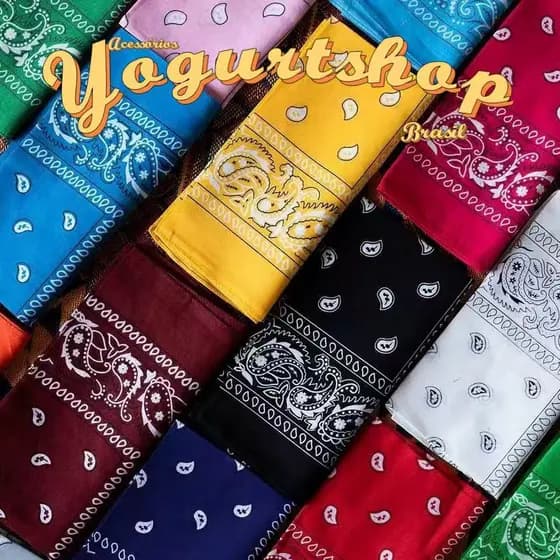 Kit 12Und Bandanas Faixa Lenço Estampada Colorido 55X55cm