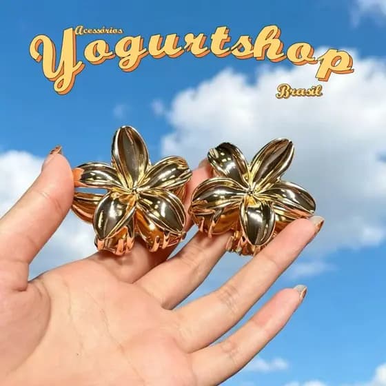 Kit 2-6Unidades Presilha Piranha De Flor De Hibisco Havaiana Em Metal Medio 5cm