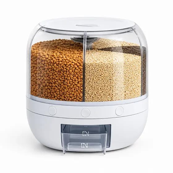 Dispenser Giratório Organizador Alimentos 6 Divisões Porta Cereais Grãos 360°