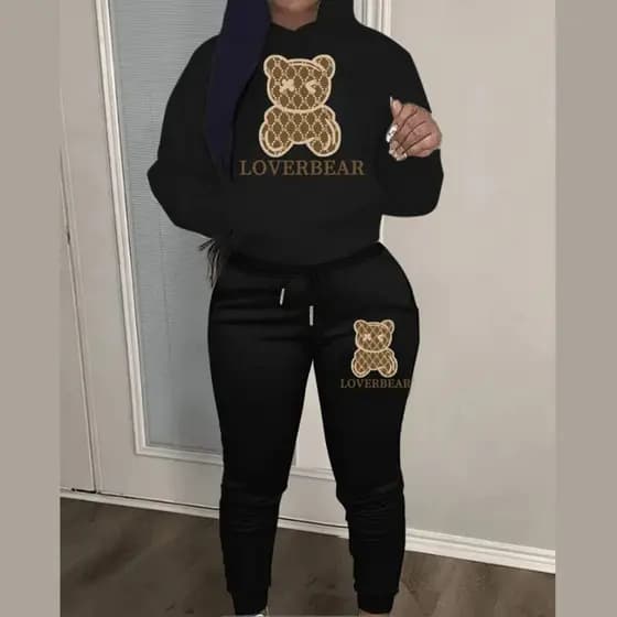 Moletom Com Calça Feminino Conjunto Delicado Inverno Lançamento Urso