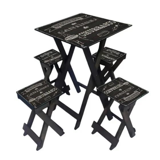 Mesa com 4 Bancos Estilo Gourmet Para Varandas, Área de churrasco e Lazer