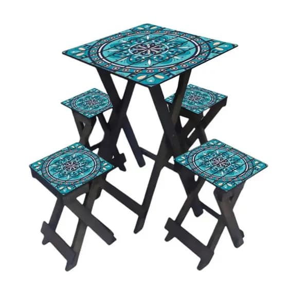 Mesa Com Banquetas Dobráveis Pratico Ideal Para Eventos Familiares e Reuniões