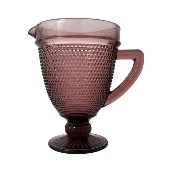 Jarra Vidro Alça Relevo Bolinhas Rosa Queimado Servir 1150ml