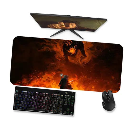Mouse Pad Gamer Grande Senhor dos Anéis Gandalf vs Balrog 90x40 80x40 60x40 70x30 45x40
