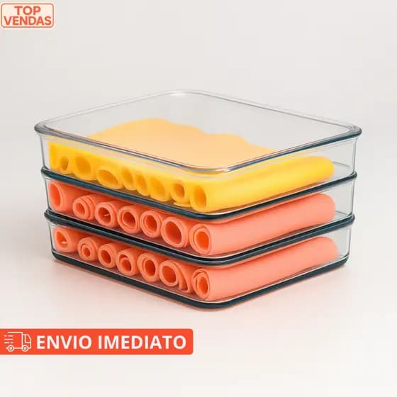 Kit Porta Frios Presunto Queijo Kit Acrílico Resistente Duplex Com Tampa Hermético Empilhável