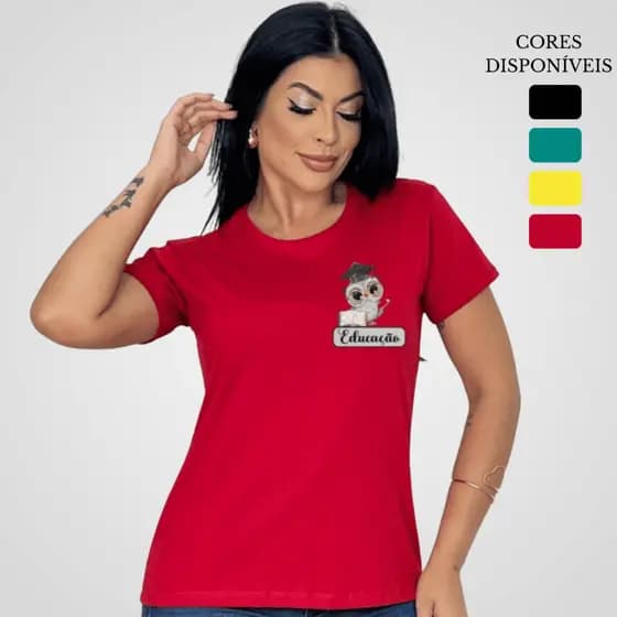 Blusa Feminina Camiseta T shirt Algodão Educação