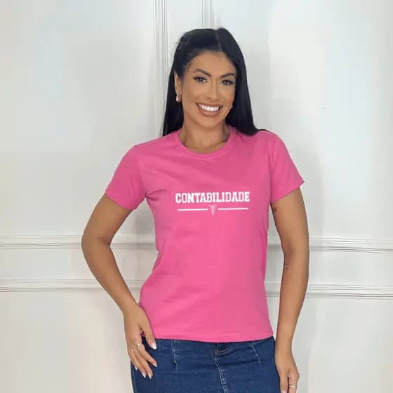 Camiseta Tshirt Feminina Algodão Manga Curta Elegante Profissão - Contabilidade