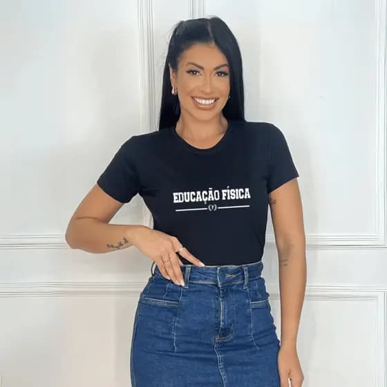 Blusa T-shirt Feminina 100% Algodão Camiseta Moda Basica Profissão - Educação Física