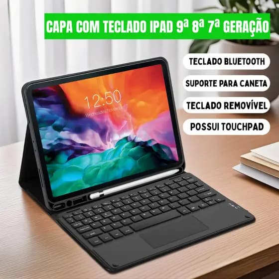 Capa Case com Teclado para Ipad 9ª 8ª 7ª Geração Tablet