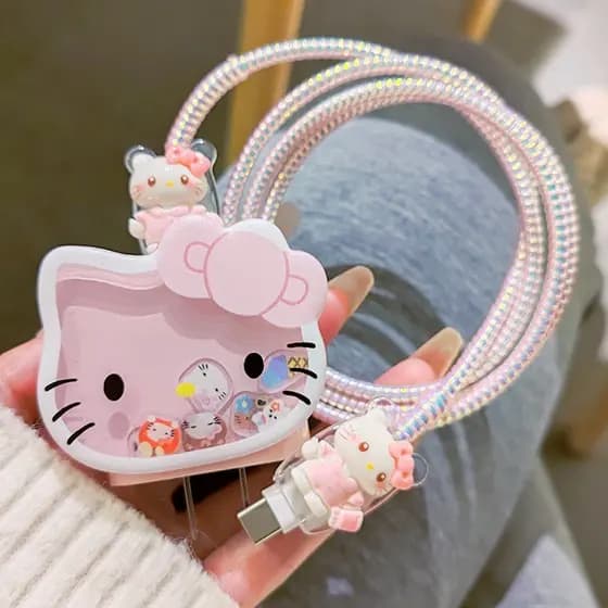 5 Pçs/set Novo AndWobble Hello Kitty Cabo Carregador Protetor Capa Shake Para Samsung Galaxy 25w De Dados Do Telefone Mó